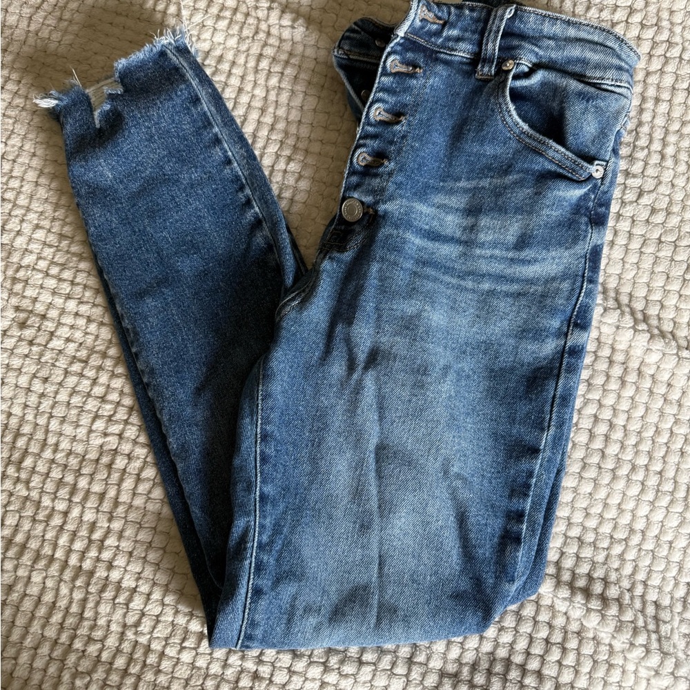 KanCan Blue Ankle Cropped Jeans with Stretch